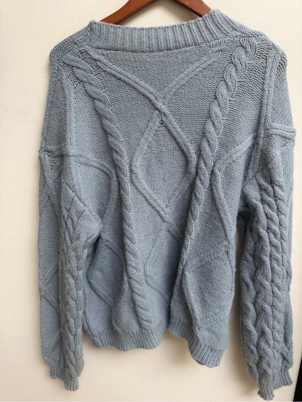 The Tortured Poets Department Cozy Cable Knit Cardigan Sweater - Light Gray - Picture 5 of 5